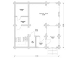 План 1 этажа дома-бани из оцилиндрованного бревна ДБ-104